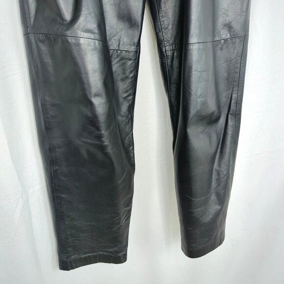 Vintage Black Leather Pants 2 X Small Tapered Womens - Picture 4 of 9